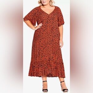 Avenue Autumn Orange Sasha Flutter Sleeve Maxi Dress 26/28